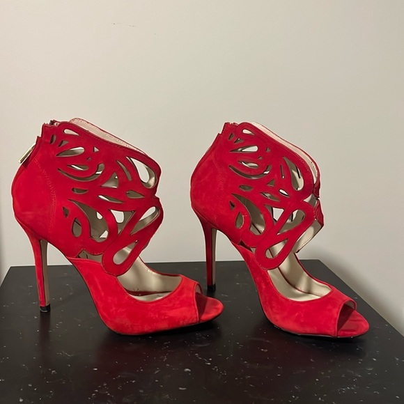 Red Karen Millen open-toed booties, size 37 - Picture 1 of 6